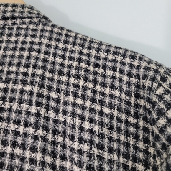 Liz Claiborne Women Wool Blend Silk Black Herringbone Double Breasted Blazer 8 - Picture 8 of 11